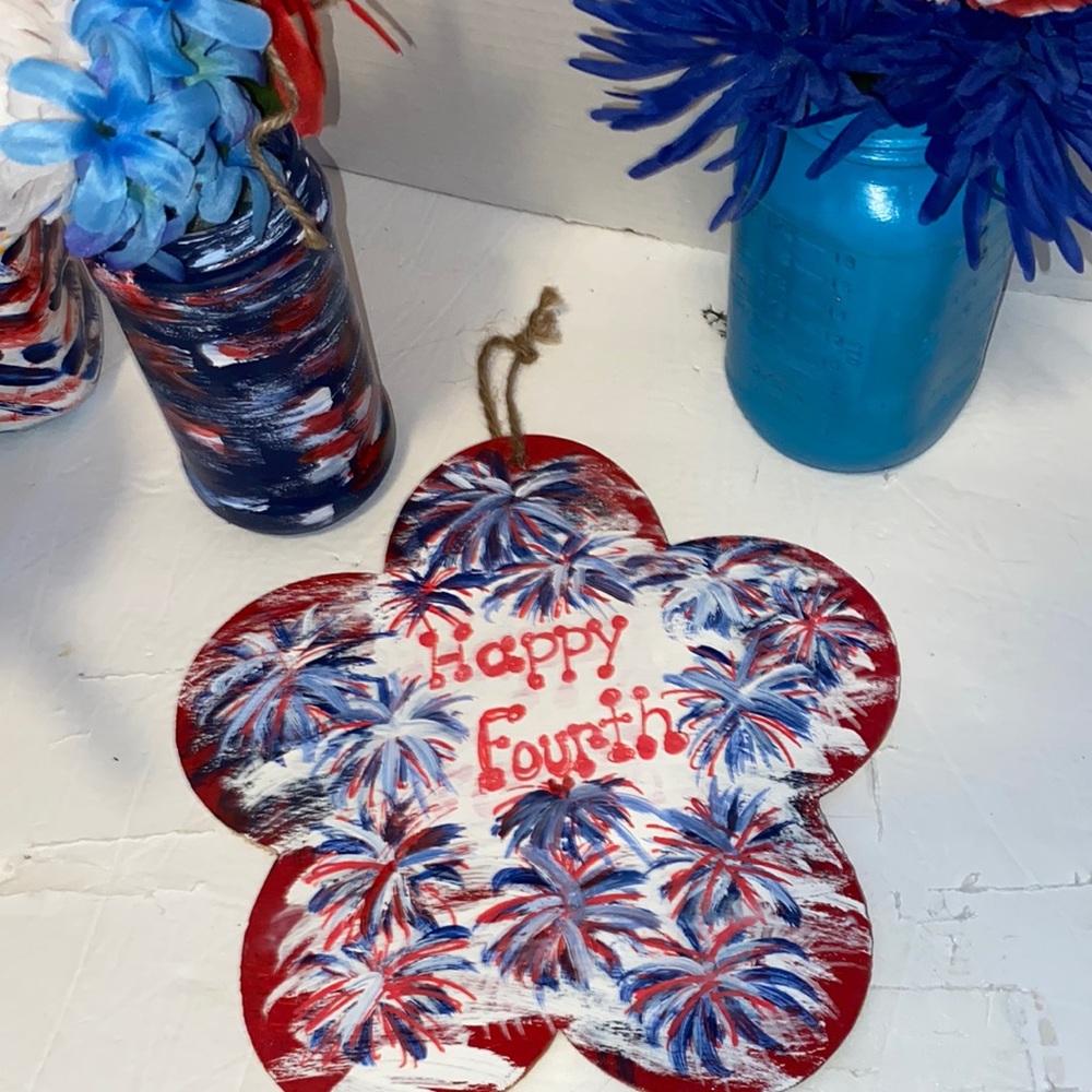 Fireworks Wall or Door Sign Patriotic Decor Americana Fourth of July